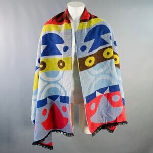 WALTER VAN BEIRENDONCK AW16 Multi Color Abstract Double Face Wool Scarf